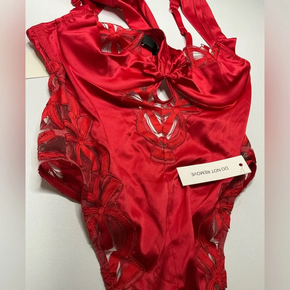 For Love & Lemons Red Lace Hallie Teddy Bodysuit Size XS NWT - Picture 10 of 10